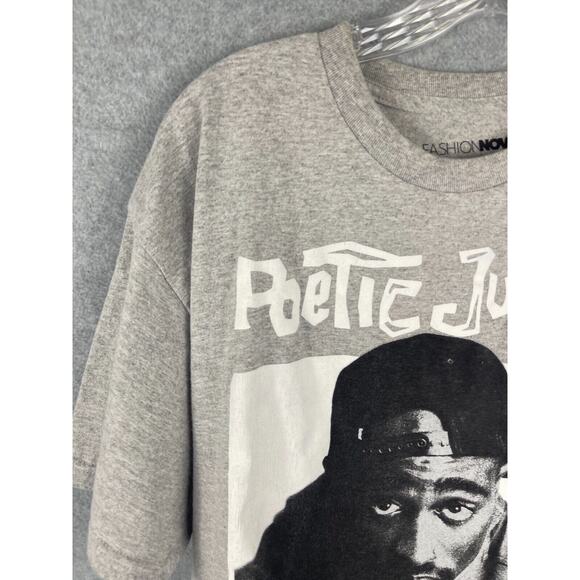 Fashion Nova Poetic Justice Tupac Shakur T Shirt Men's Size L Gray 90's Retro - Picture 3 of 9